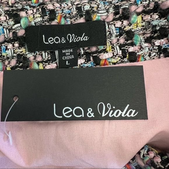 Lea & Viola Tweed Skater Mini Skirt, Size Large Pink Multi - Picture 10 of 13